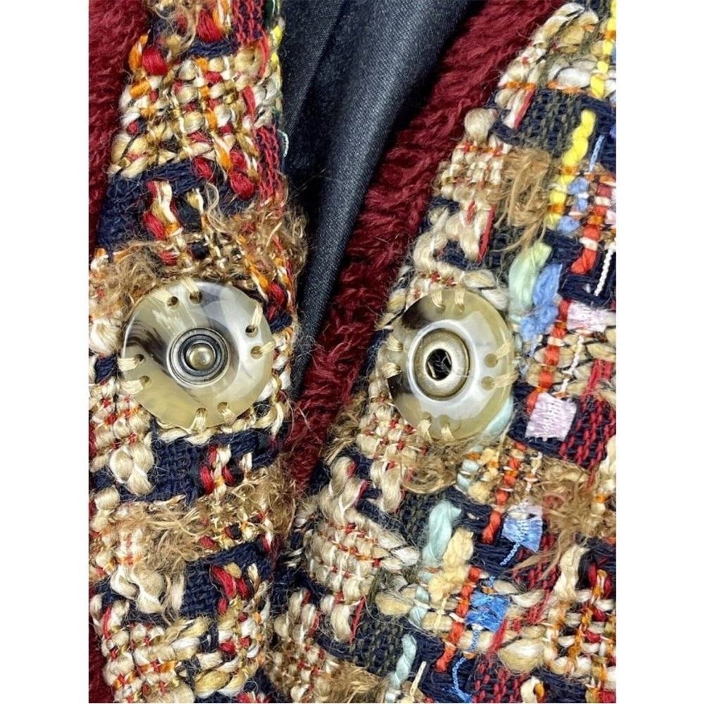 Anthropologie Ett:twa Harlequin Longline Tweed Blazer Size Small Wool Blend - Picture 7 of 13